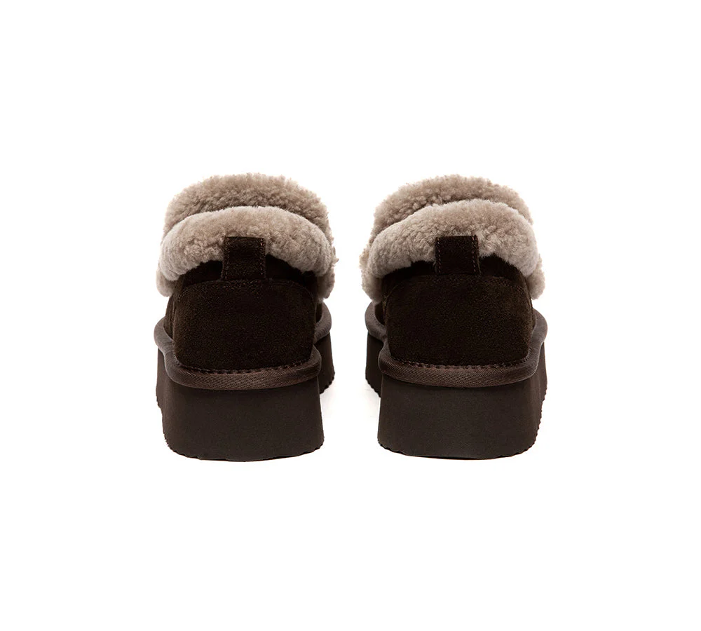 UGG Slippers Women Sheepskin Wool Ankle Platform Loafers Rilee - Image 13