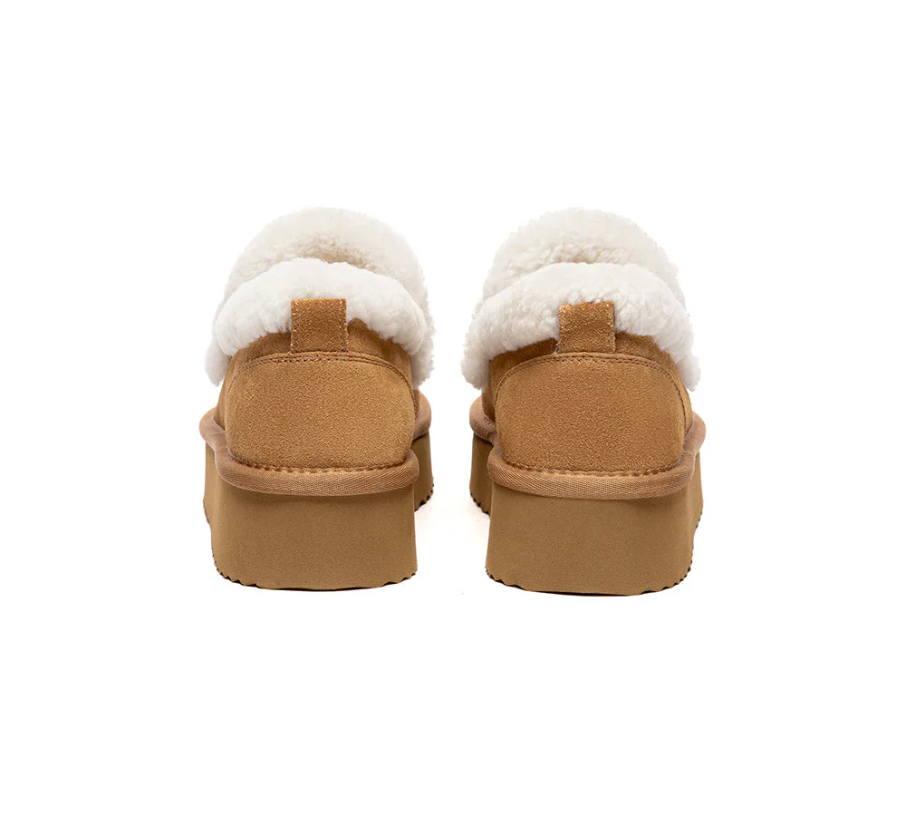 UGG Slippers Women Sheepskin Wool Ankle Platform Loafers Rilee - Image 7