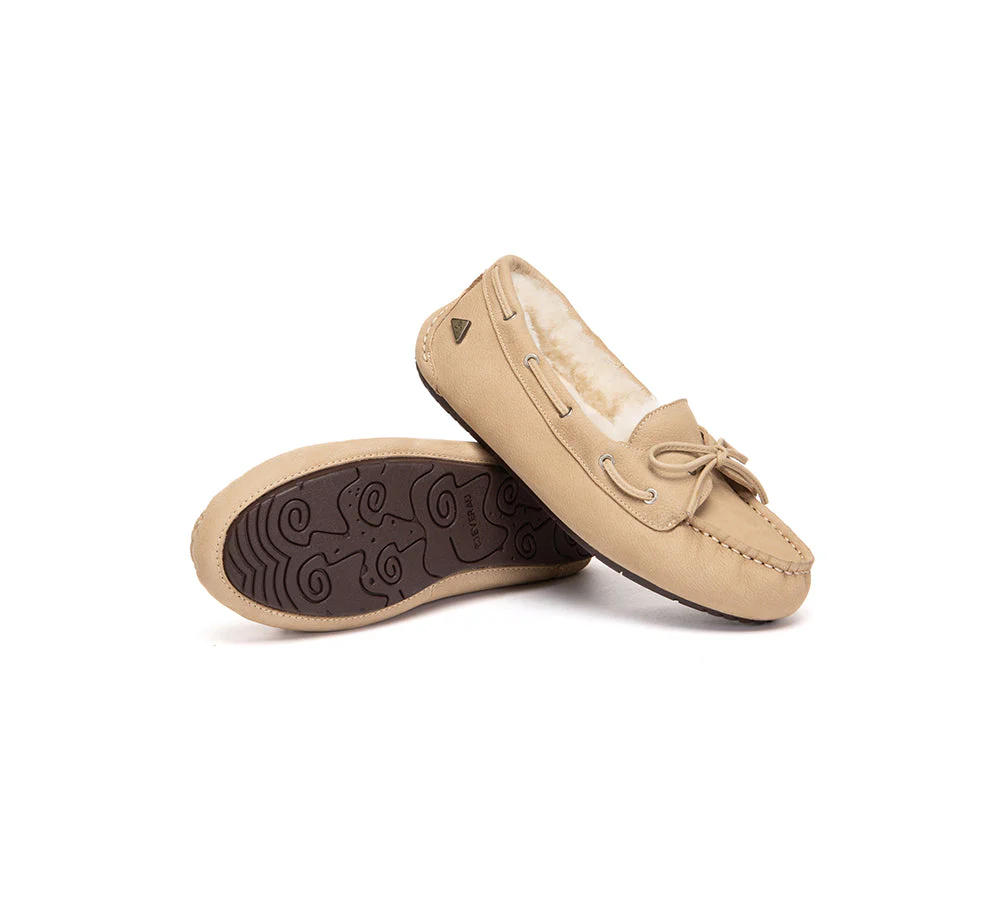 UGG Slippers Women Sheepskin Wool Bow Moccasins Pommie - Image 10