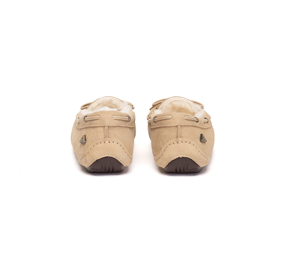 UGG Slippers Women Sheepskin Wool Bow Moccasins Pommie - Image 14