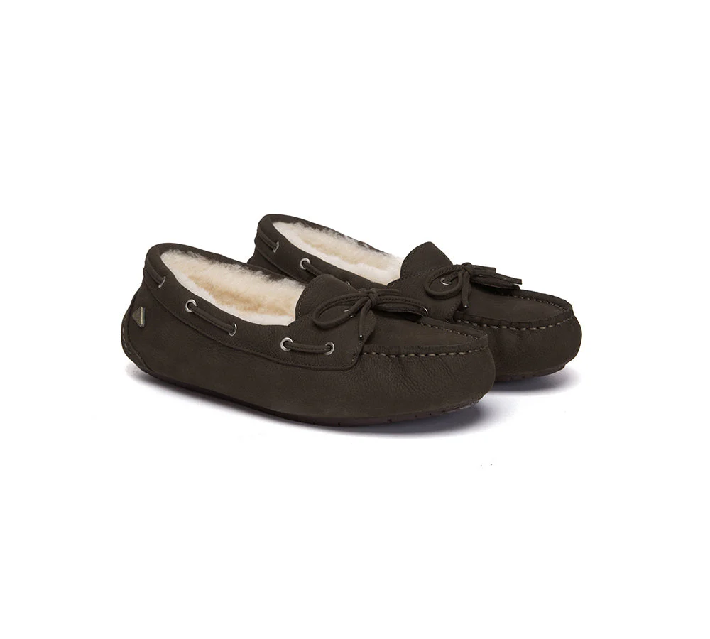 UGG Slippers Women Sheepskin Wool Bow Moccasins Pommie - Image 15