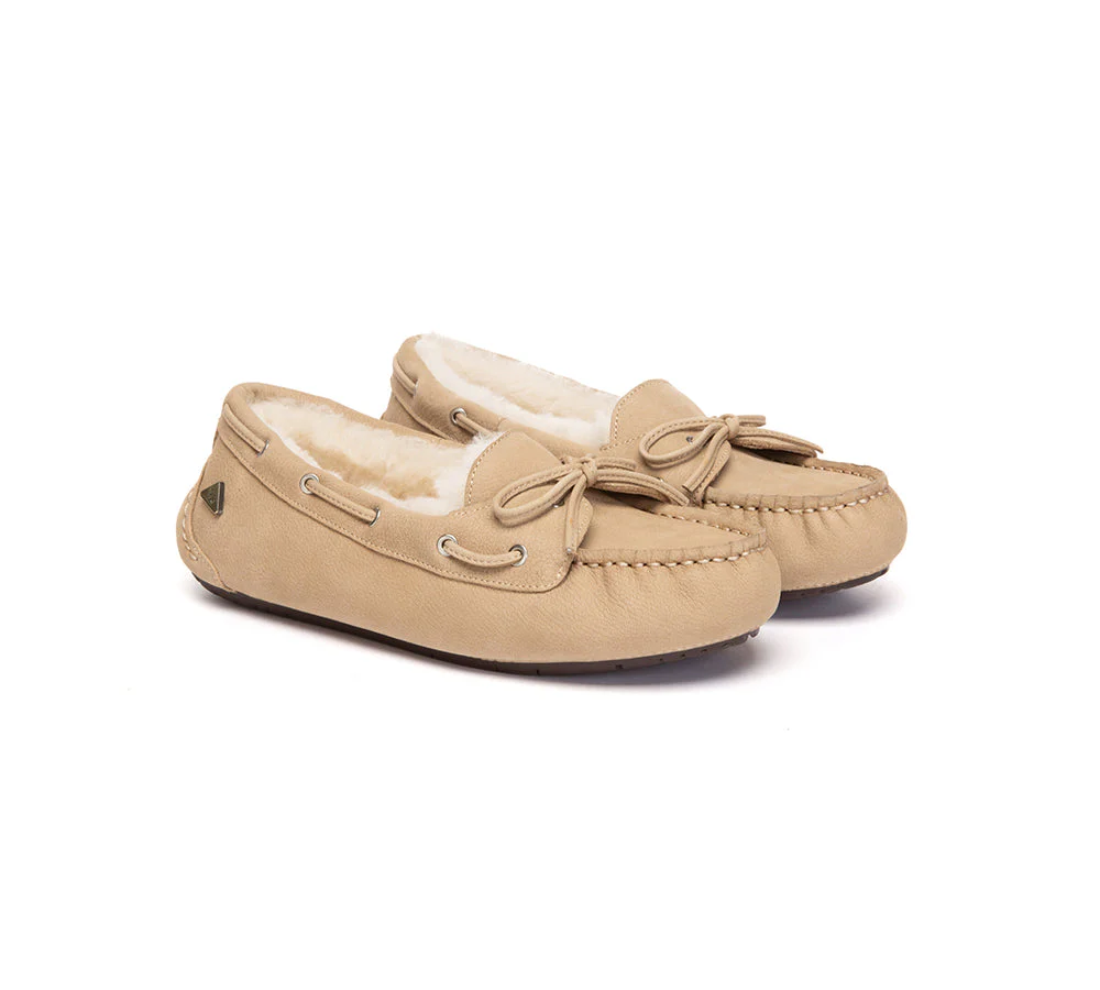 UGG Slippers Women Sheepskin Wool Bow Moccasins Pommie - Image 9