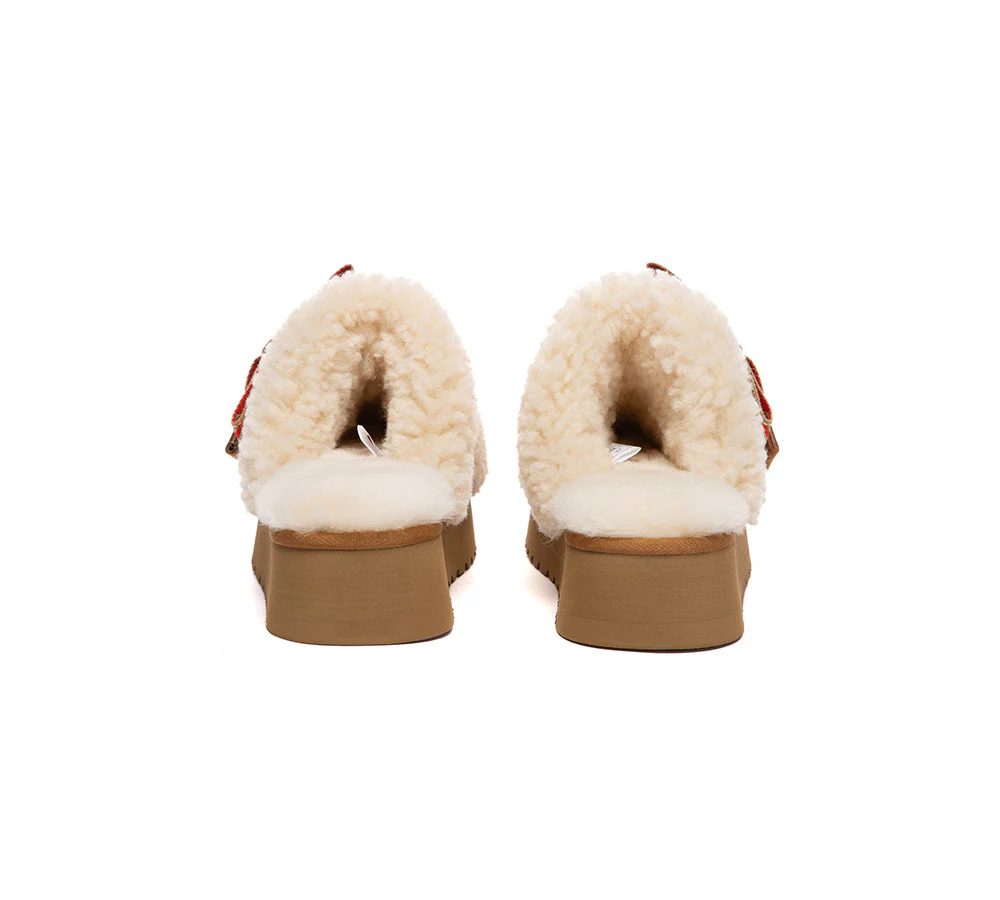 UGG Slippers Women Sheepskin Wool Bow Platform Cecil - Image 13
