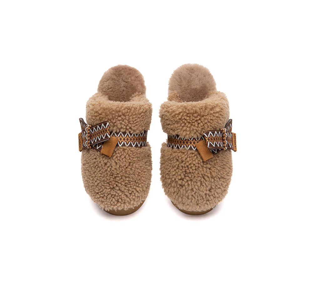UGG Slippers Women Sheepskin Wool Bow Platform Cecil - Image 6