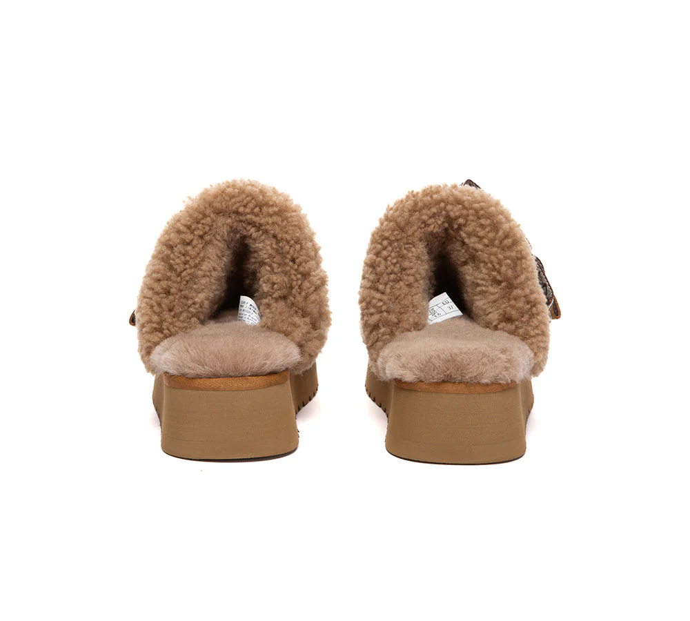 UGG Slippers Women Sheepskin Wool Bow Platform Cecil - Image 7