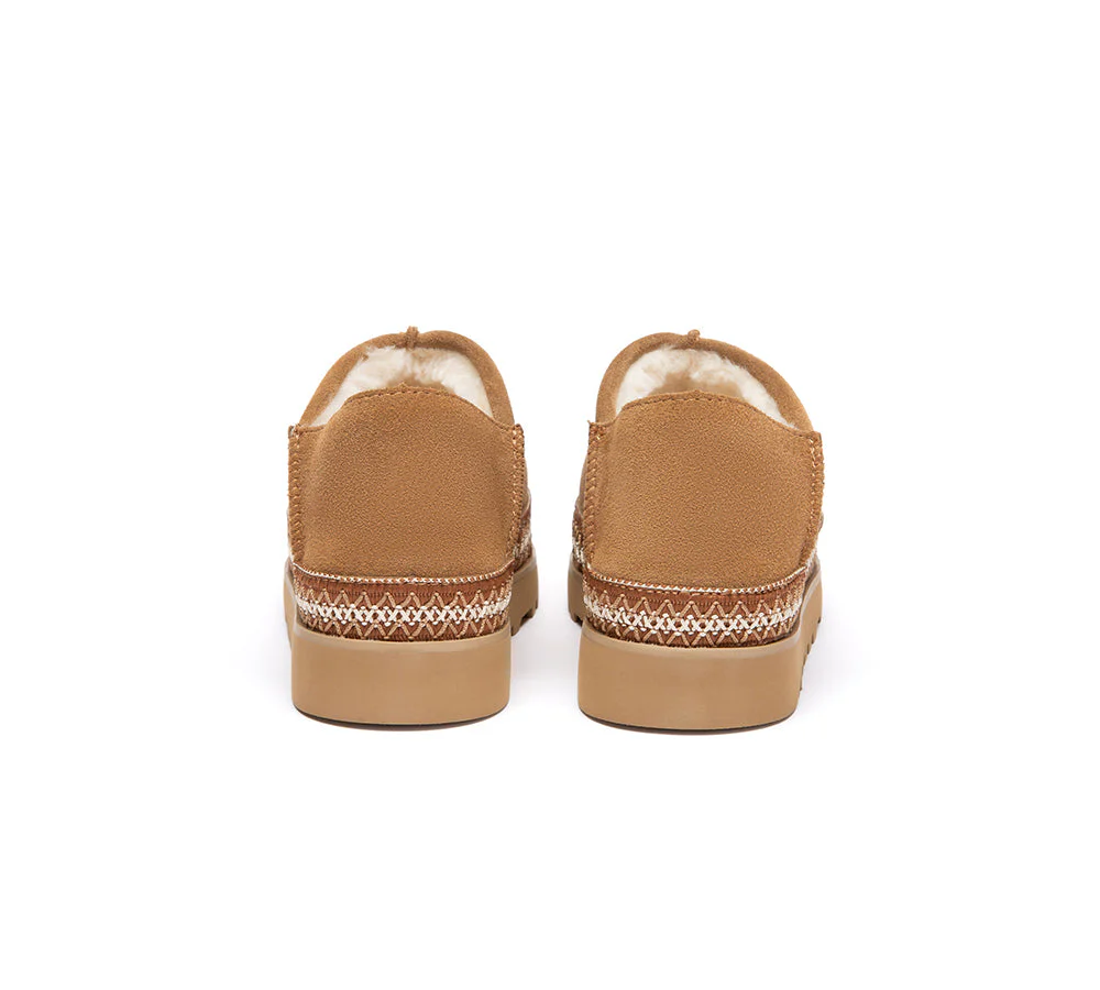 UGG Slippers Women Sheepskin Wool Woven Trim Tayven - Image 7