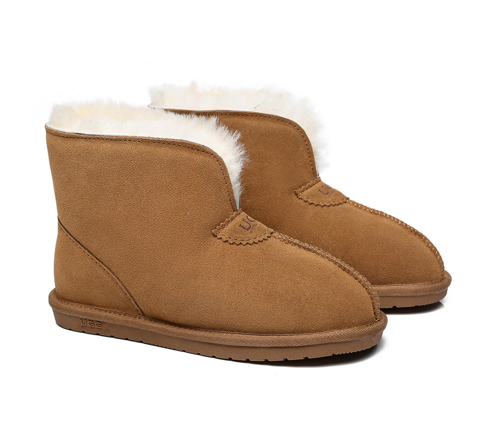 Unisex Ankle Boots Double Faced Sheepskin Wool Water-Resistant Slipper Parker - Image 3