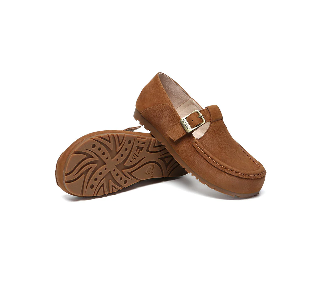 Unisex Leather Loafers Adjustable Buckle Flats Maria - Image 4