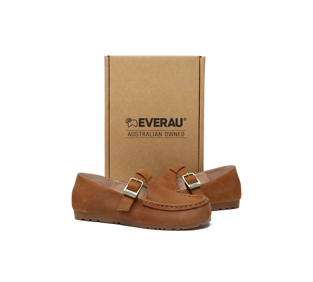 Unisex Leather Loafers Adjustable Buckle Flats Maria - Image 5