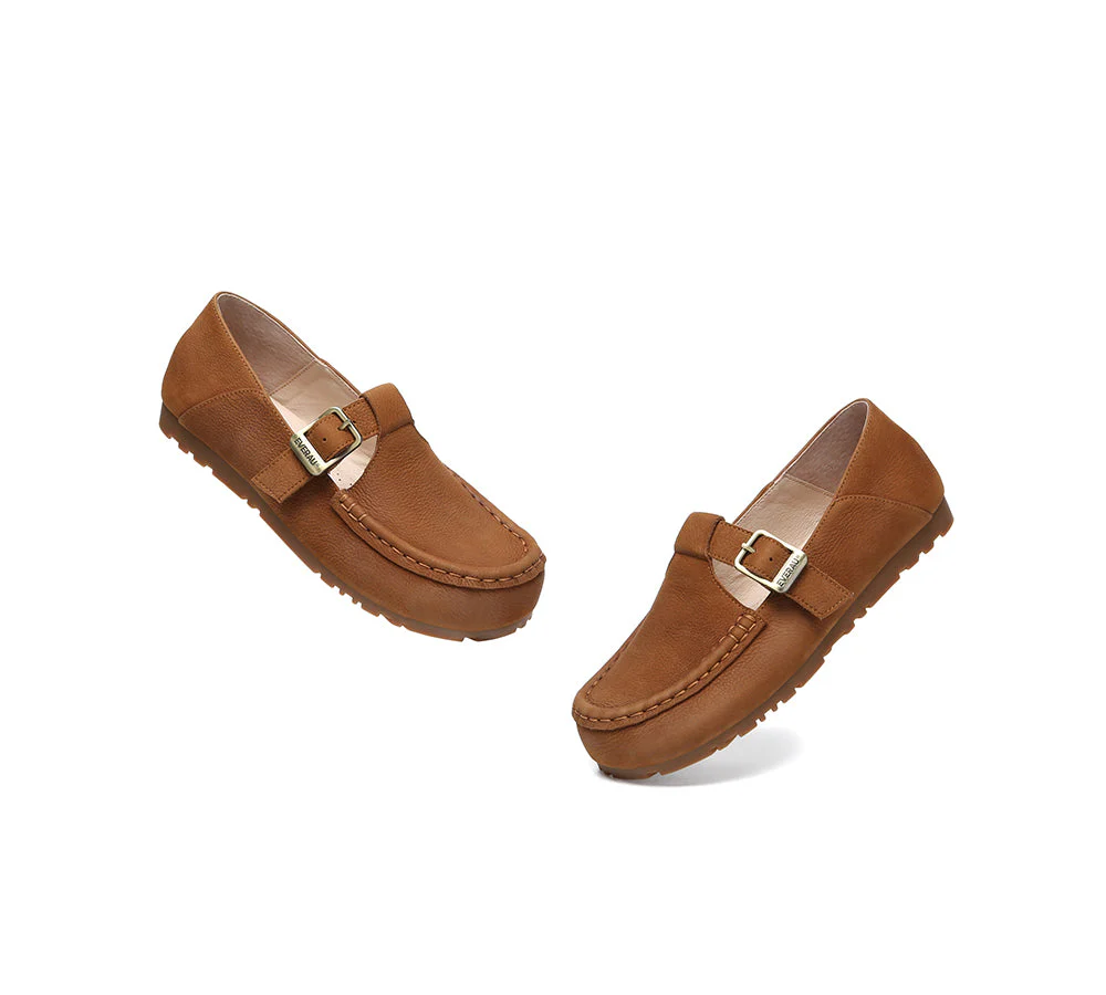 Unisex Leather Loafers Adjustable Buckle Flats Maria - Image 6