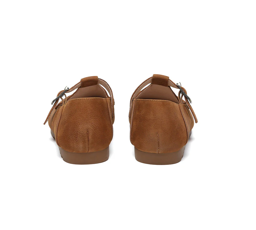 Unisex Leather Loafers Adjustable Buckle Flats Maria - Image 8