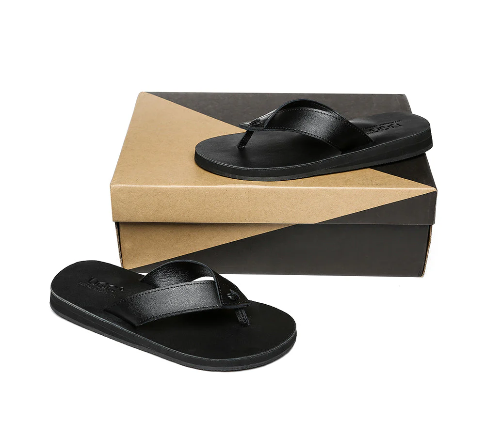 Unisex Leather Slides Thongs Sandals Flats Murphy - Image 10
