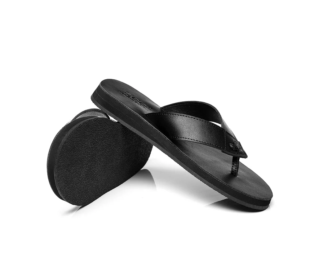 Unisex Leather Slides Thongs Sandals Flats Murphy - Image 11