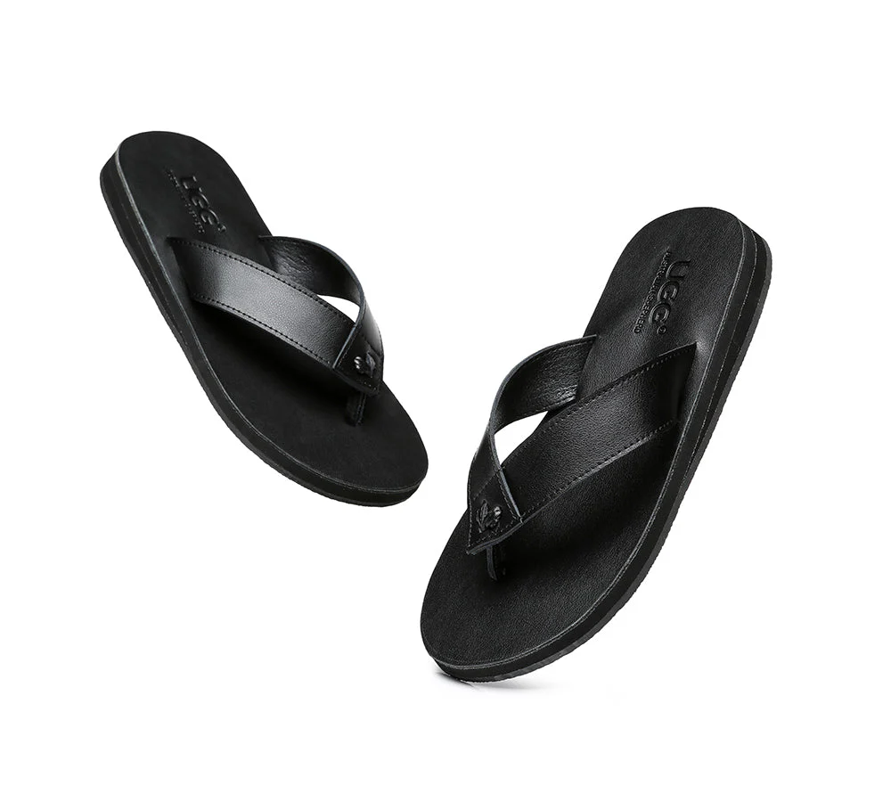 Unisex Leather Slides Thongs Sandals Flats Murphy - Image 12
