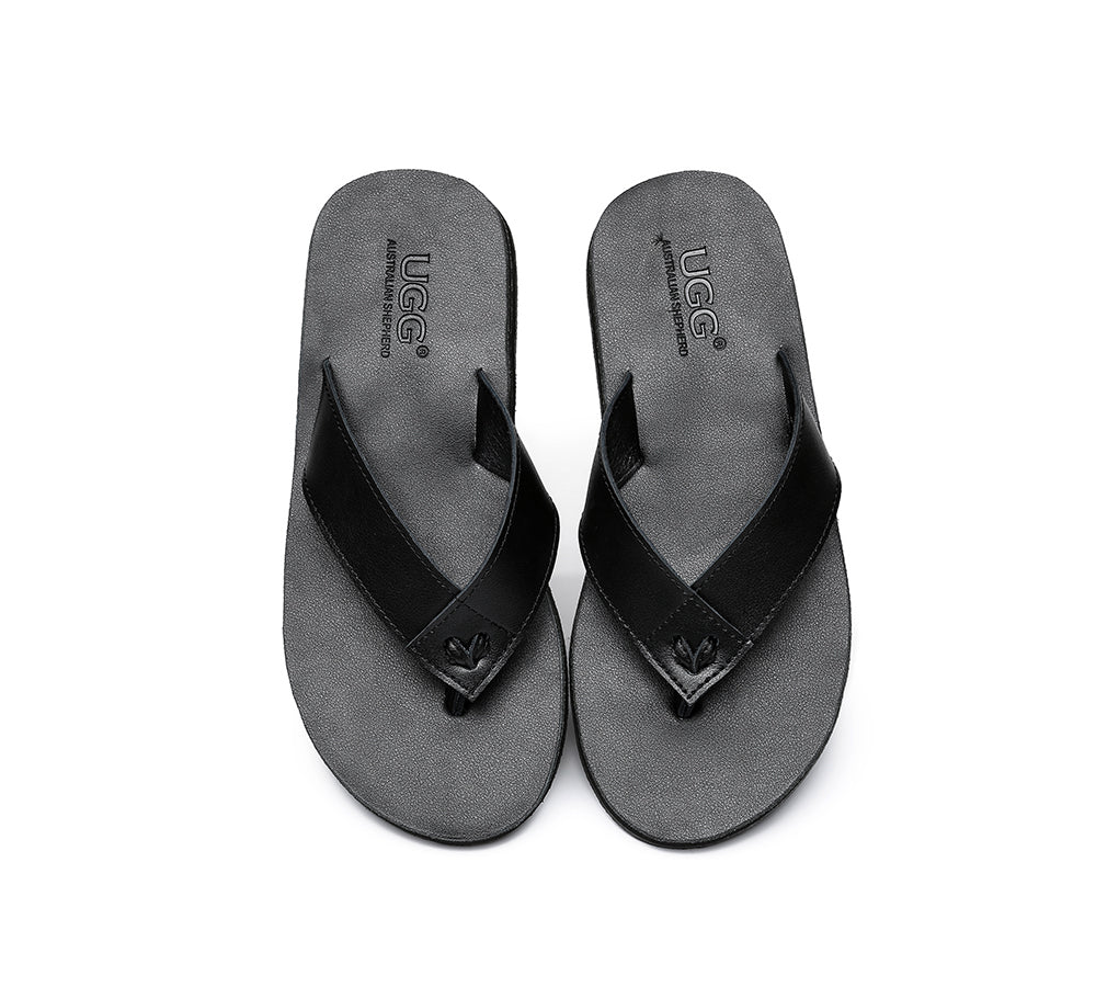 Unisex Leather Slides Thongs Sandals Flats Murphy - Image 13