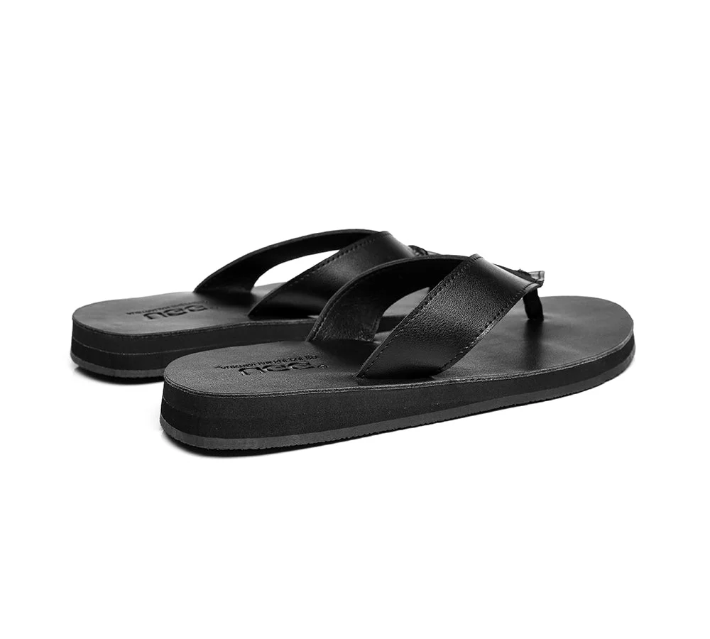 Unisex Leather Slides Thongs Sandals Flats Murphy - Image 14