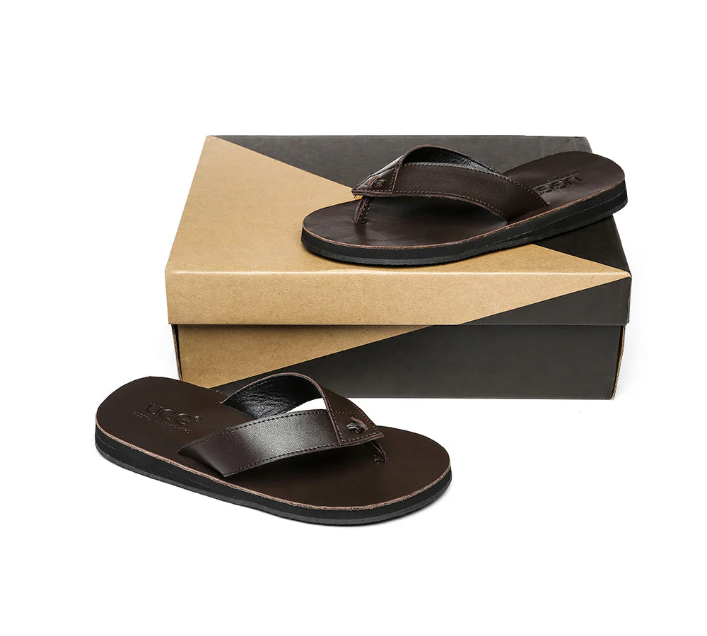 Unisex Leather Slides Thongs Sandals Flats Murphy - Image 3