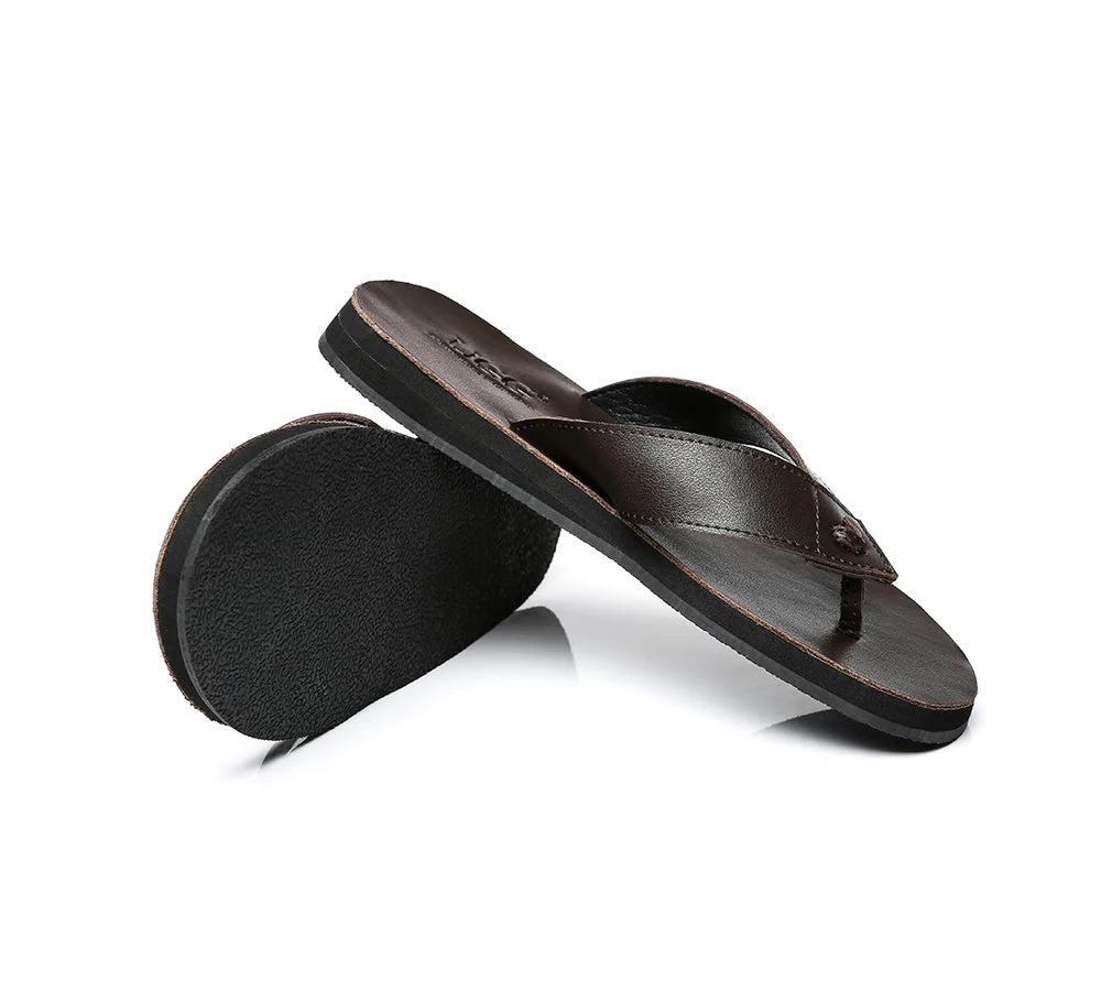 Unisex Leather Slides Thongs Sandals Flats Murphy - Image 4
