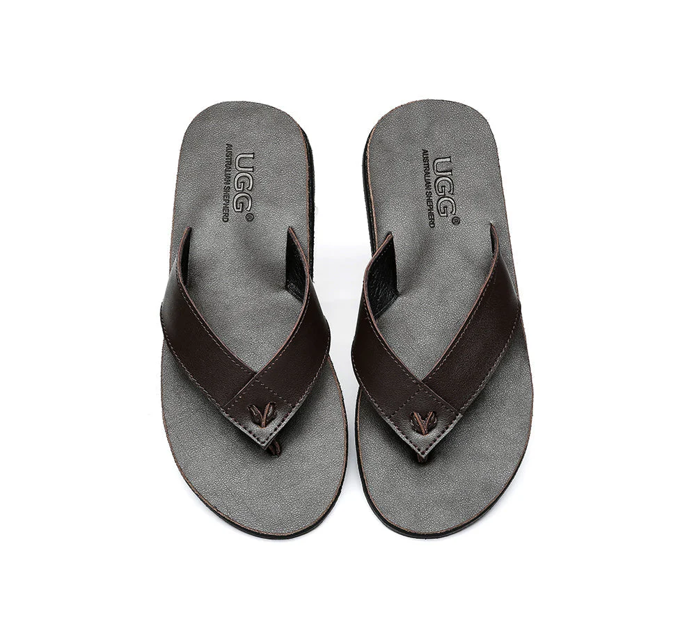 Unisex Leather Slides Thongs Sandals Flats Murphy - Image 5