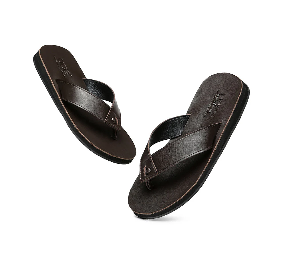Unisex Leather Slides Thongs Sandals Flats Murphy - Image 6