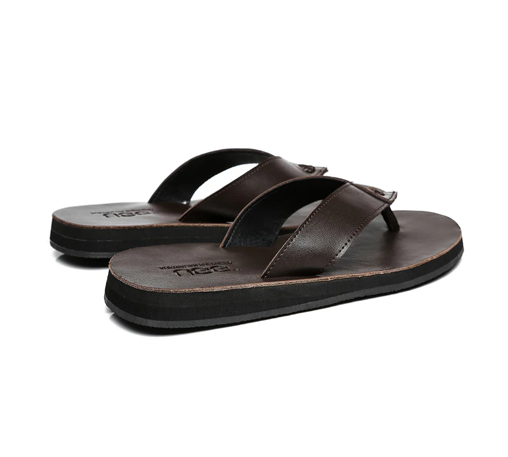 Unisex Leather Slides Thongs Sandals Flats Murphy - Image 7