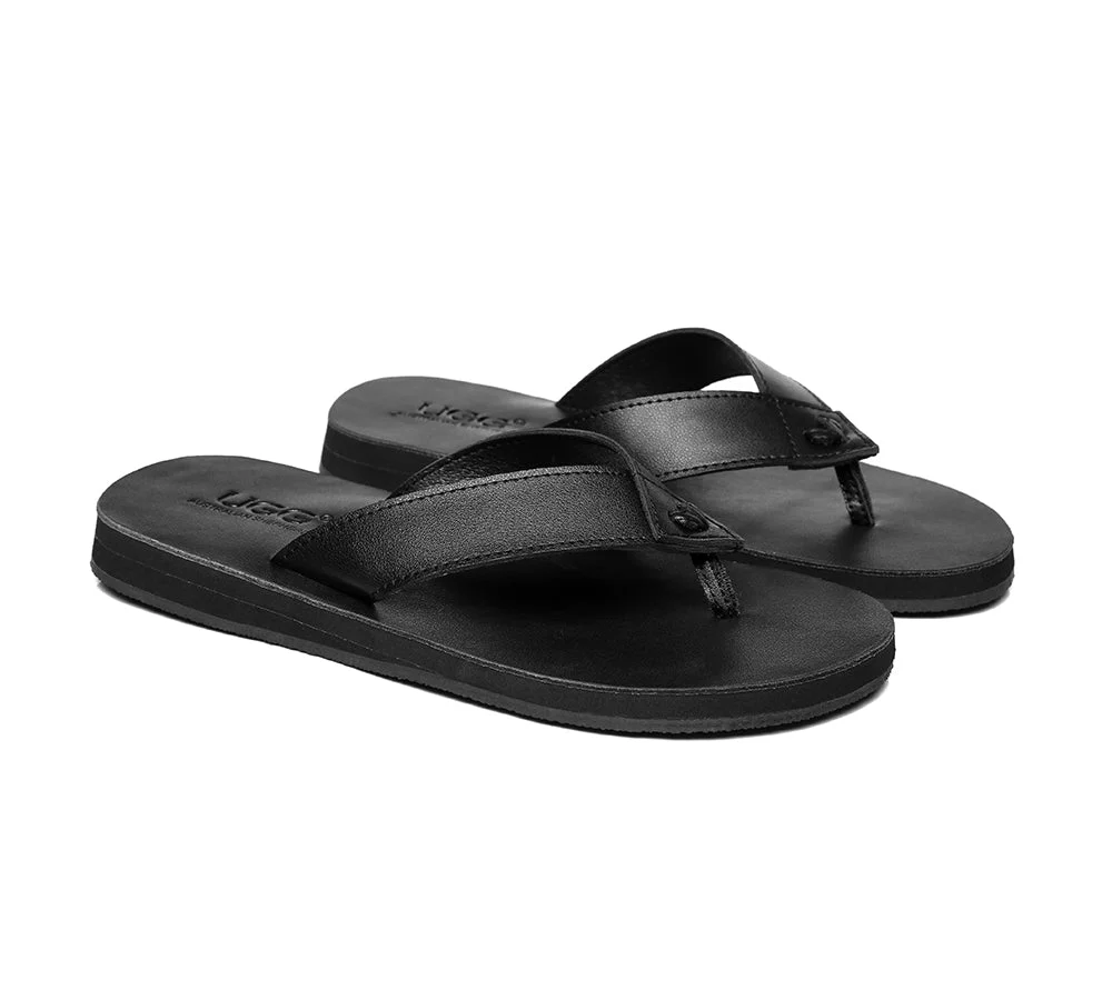 Unisex Leather Slides Thongs Sandals Flats Murphy - Image 9