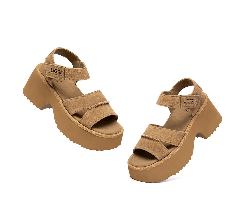 Women Adjustable Strap Slingback Chunky Platform Sandals Eive - Image 12