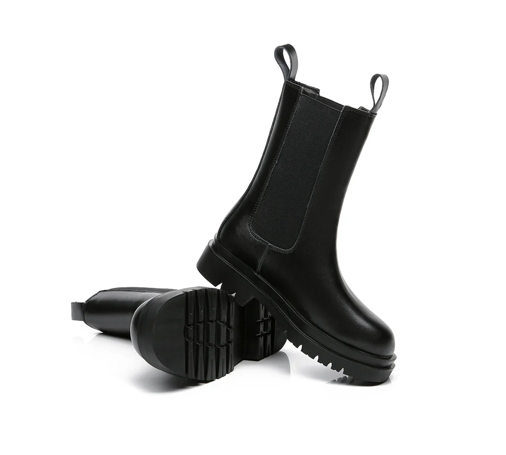 Women Black Ankle Boots Block Heel Wool Lining Sherlyn - Image 3