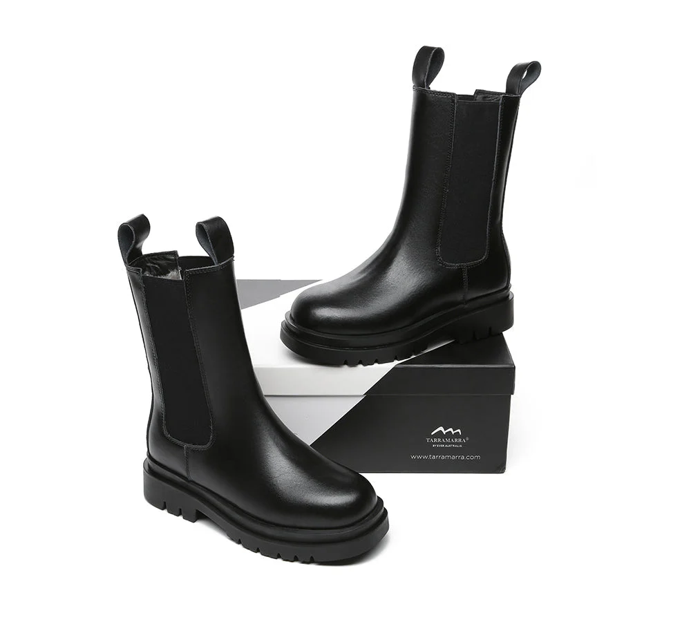 Women Black Ankle Boots Block Heel Wool Lining Sherlyn - Image 4