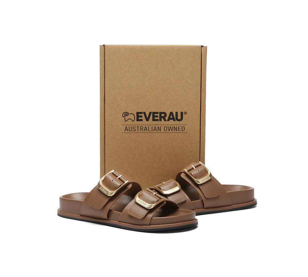 Women Double Adjustable Strap Buckle Flat Sandals Mounish - Image 11