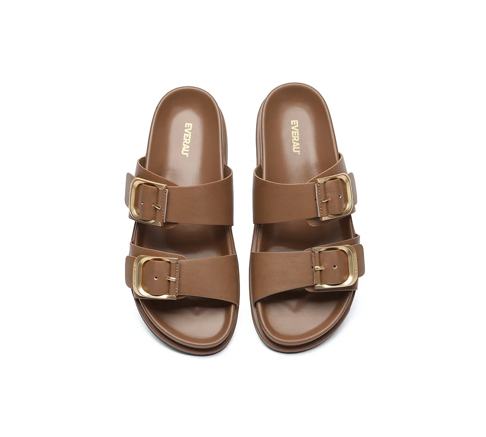 Women Double Adjustable Strap Buckle Flat Sandals Mounish - Image 13