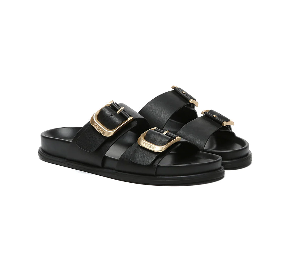 Women Double Adjustable Strap Buckle Flat Sandals Mounish - Image 15