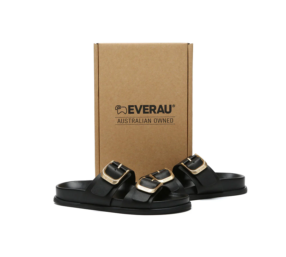 Women Double Adjustable Strap Buckle Flat Sandals Mounish - Image 17