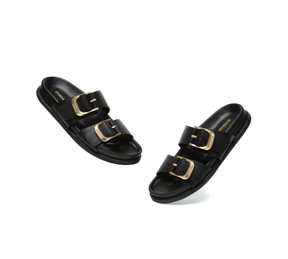 Women Double Adjustable Strap Buckle Flat Sandals Mounish - Image 18