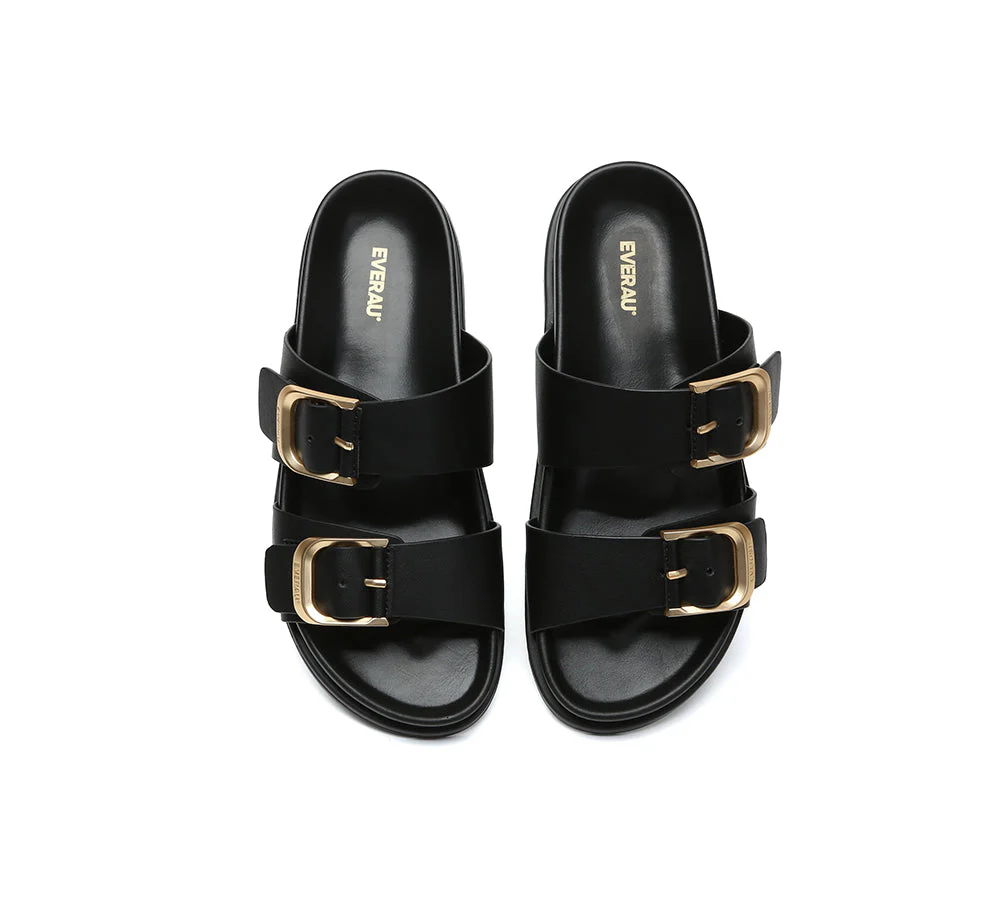 Women Double Adjustable Strap Buckle Flat Sandals Mounish - Image 19
