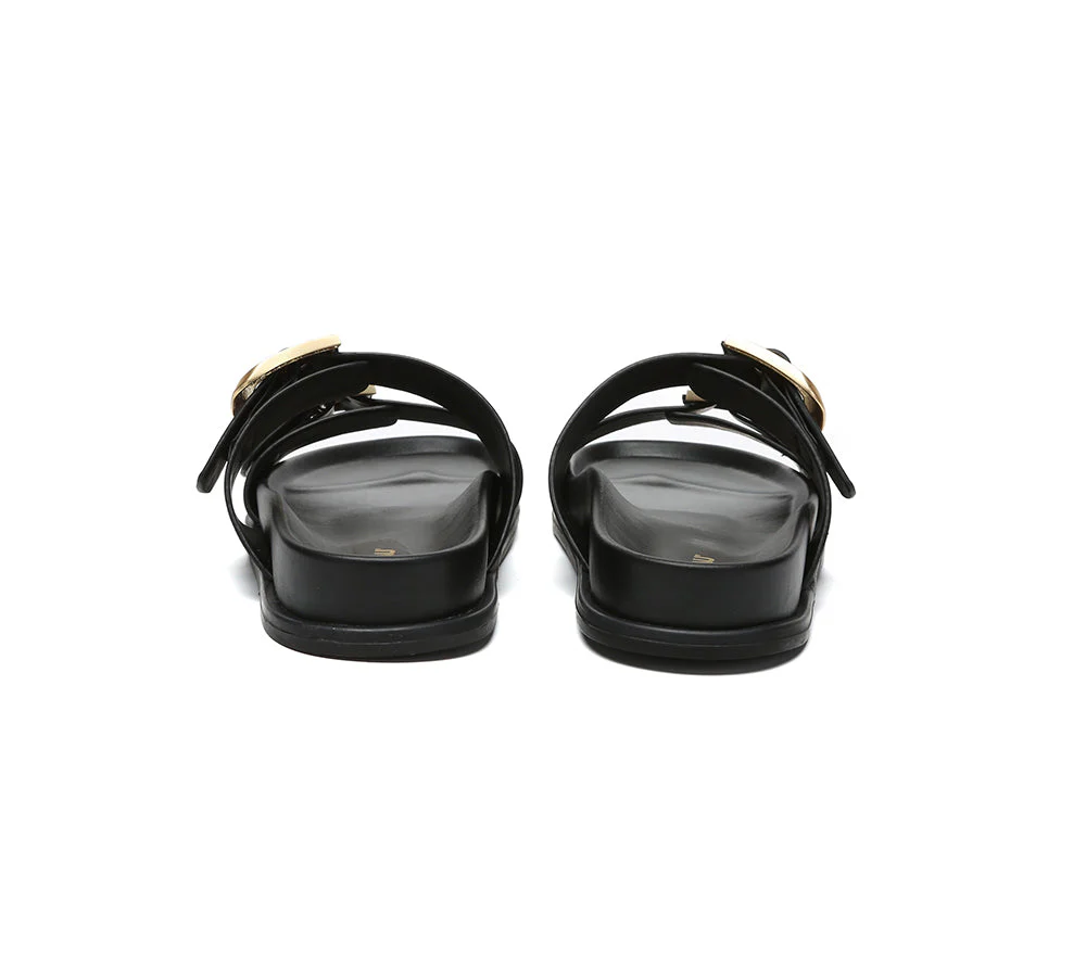 Women Double Adjustable Strap Buckle Flat Sandals Mounish - Image 20
