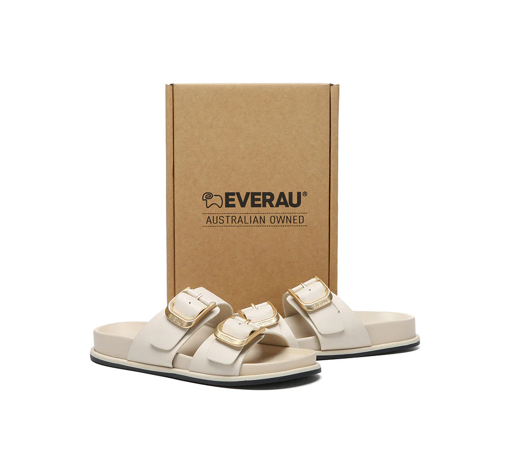 Women Double Adjustable Strap Buckle Flat Sandals Mounish - Image 5