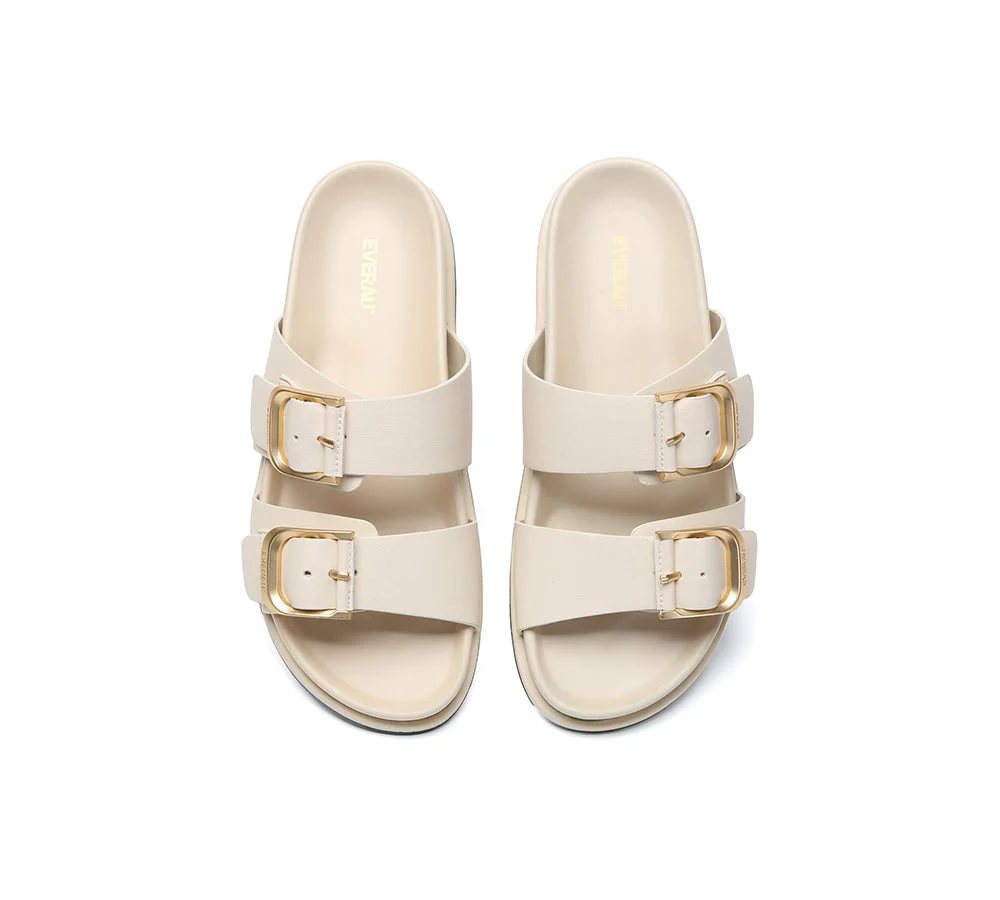Women Double Adjustable Strap Buckle Flat Sandals Mounish - Image 7