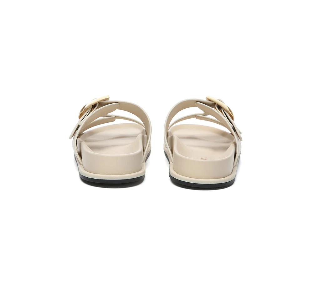 Women Double Adjustable Strap Buckle Flat Sandals Mounish - Image 8