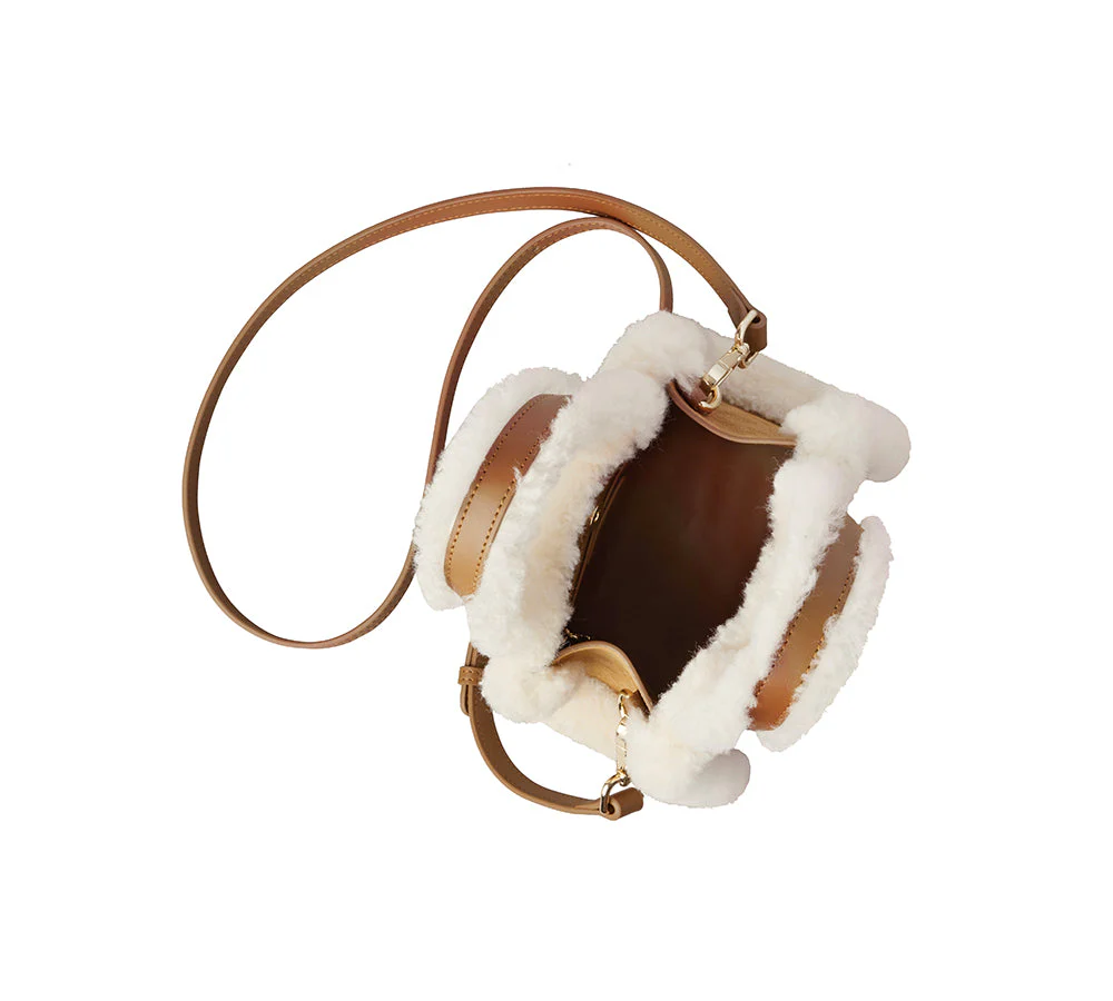 Women Fluffy Shearling Strap Over Shoulder Bag Momo - Image 9