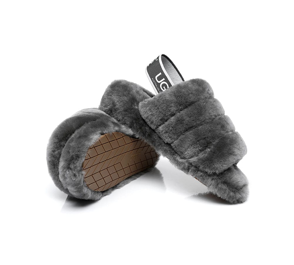 Women Fluffy Slide Sheepskin Wool Nonslip Sandals Puffy - Image 10