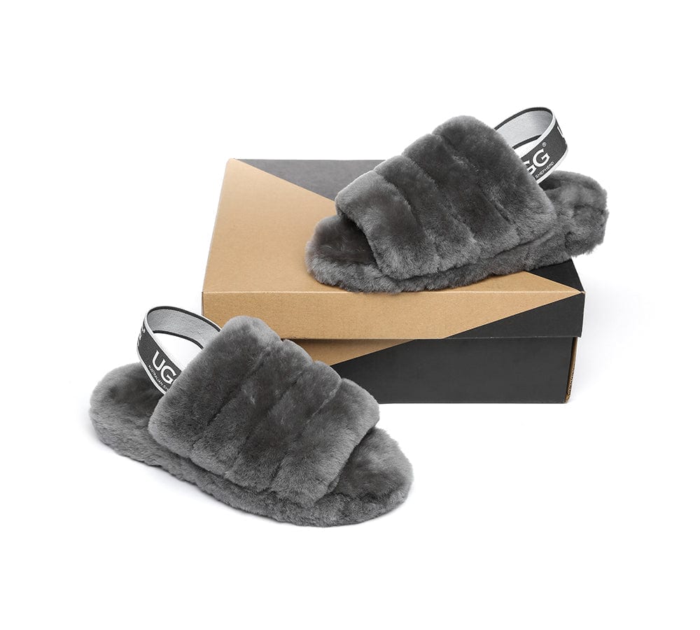 Women Fluffy Slide Sheepskin Wool Nonslip Sandals Puffy - Image 11