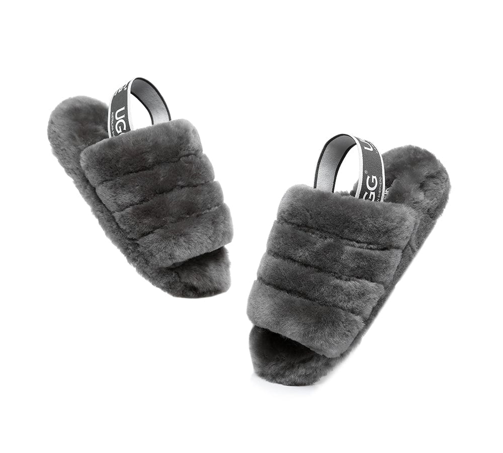 Women Fluffy Slide Sheepskin Wool Nonslip Sandals Puffy - Image 12