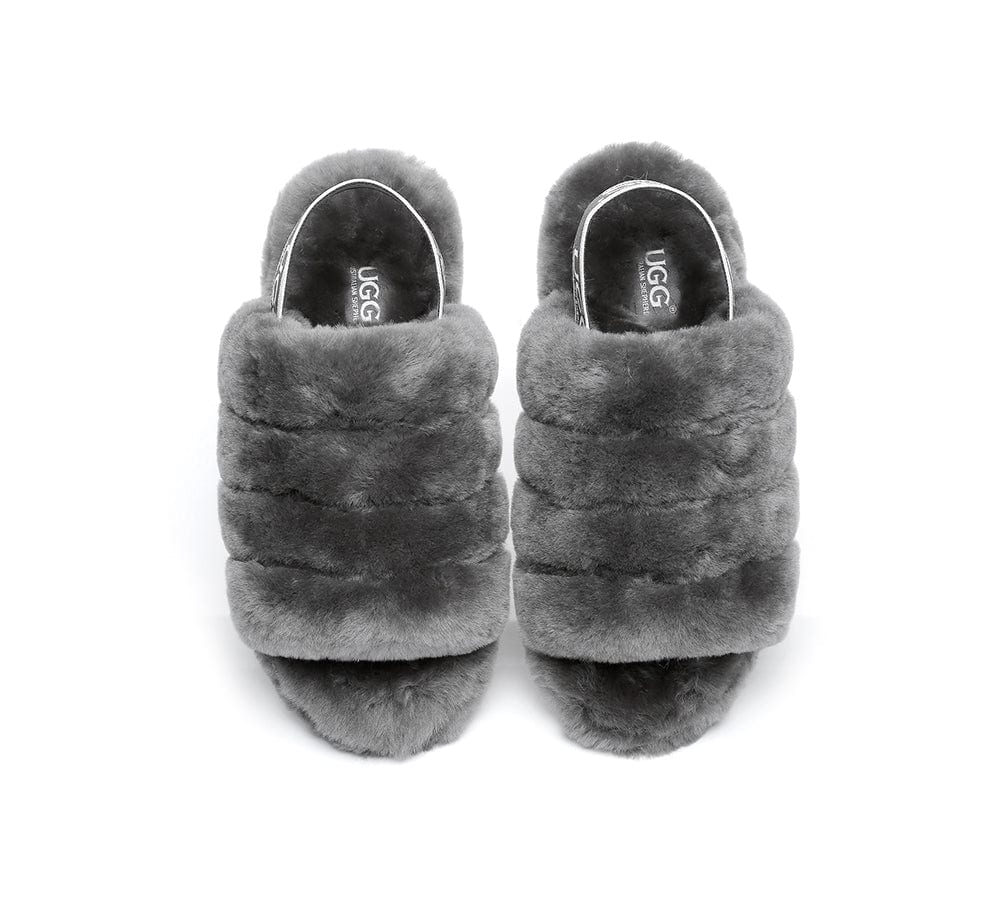 Women Fluffy Slide Sheepskin Wool Nonslip Sandals Puffy - Image 13