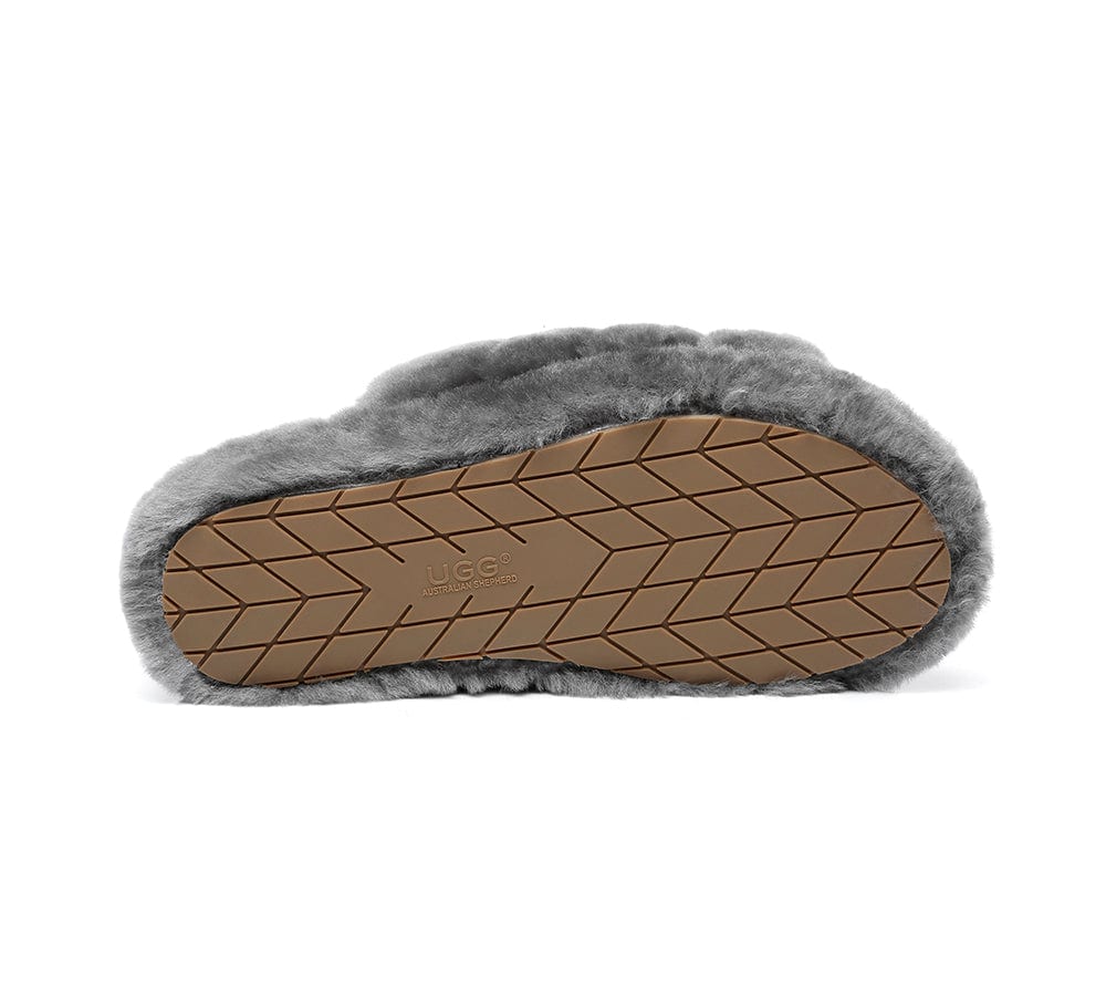 Women Fluffy Slide Sheepskin Wool Nonslip Sandals Puffy - Image 14