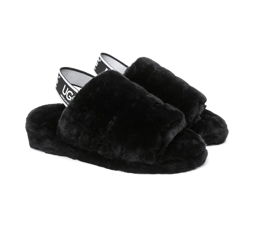 Women Fluffy Slide Sheepskin Wool Nonslip Sandals Puffy - Image 15