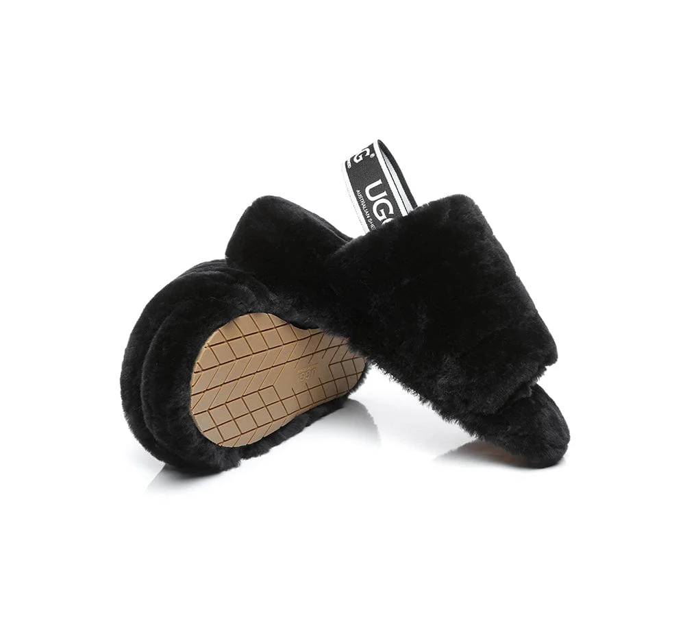 Women Fluffy Slide Sheepskin Wool Nonslip Sandals Puffy - Image 16