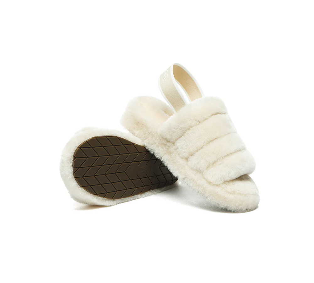 Women Fluffy Slide Sheepskin Wool Nonslip Sandals Puffy - Image 22