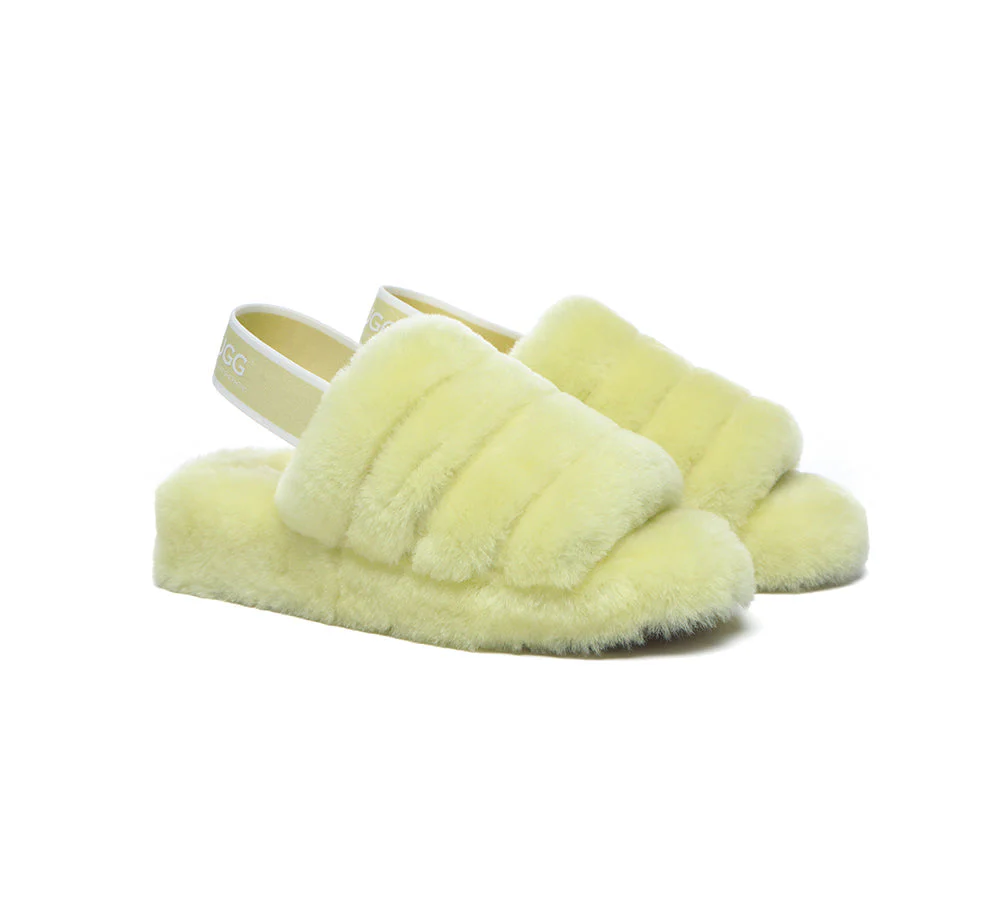 Women Fluffy Slide Sheepskin Wool Nonslip Sandals Puffy - Image 27