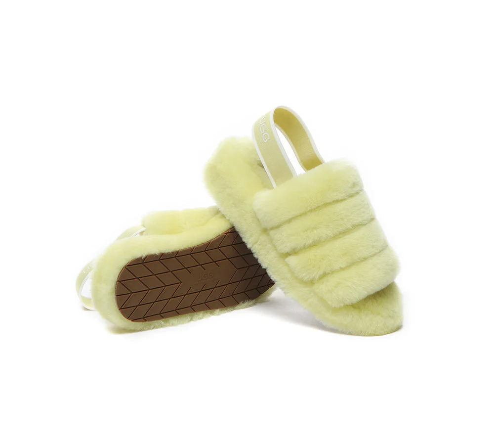 Women Fluffy Slide Sheepskin Wool Nonslip Sandals Puffy - Image 29